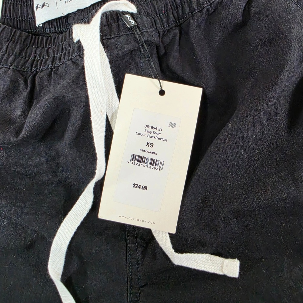 Cotton On Mens Easy Short Black Textured Elastic Waist Drawstring XS 361894-31 - Picture 3 of 6